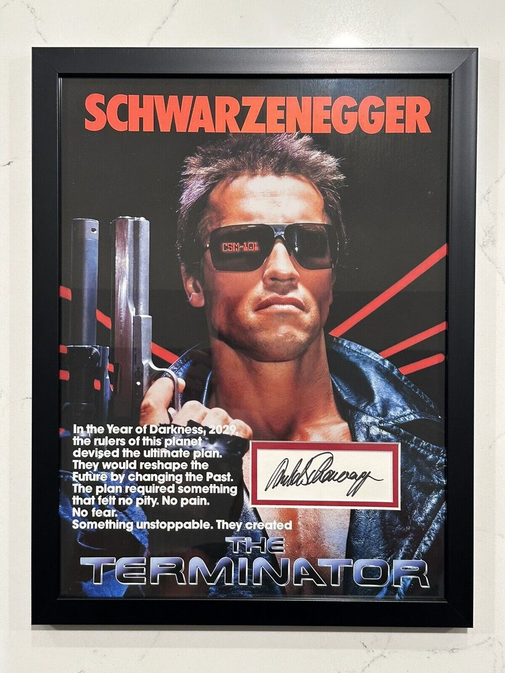 ARNOLD SCHWARZENEGGER SIGNED AUTOGRAPHED THE TERMINATOR FRAMED 12x16 CUT